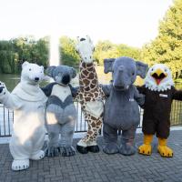 Columbus Zoo Character Ambassadors pose by the fountain