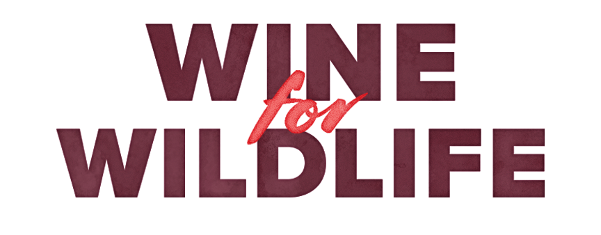 Wine for Wildlife text logo, stacked with white glow