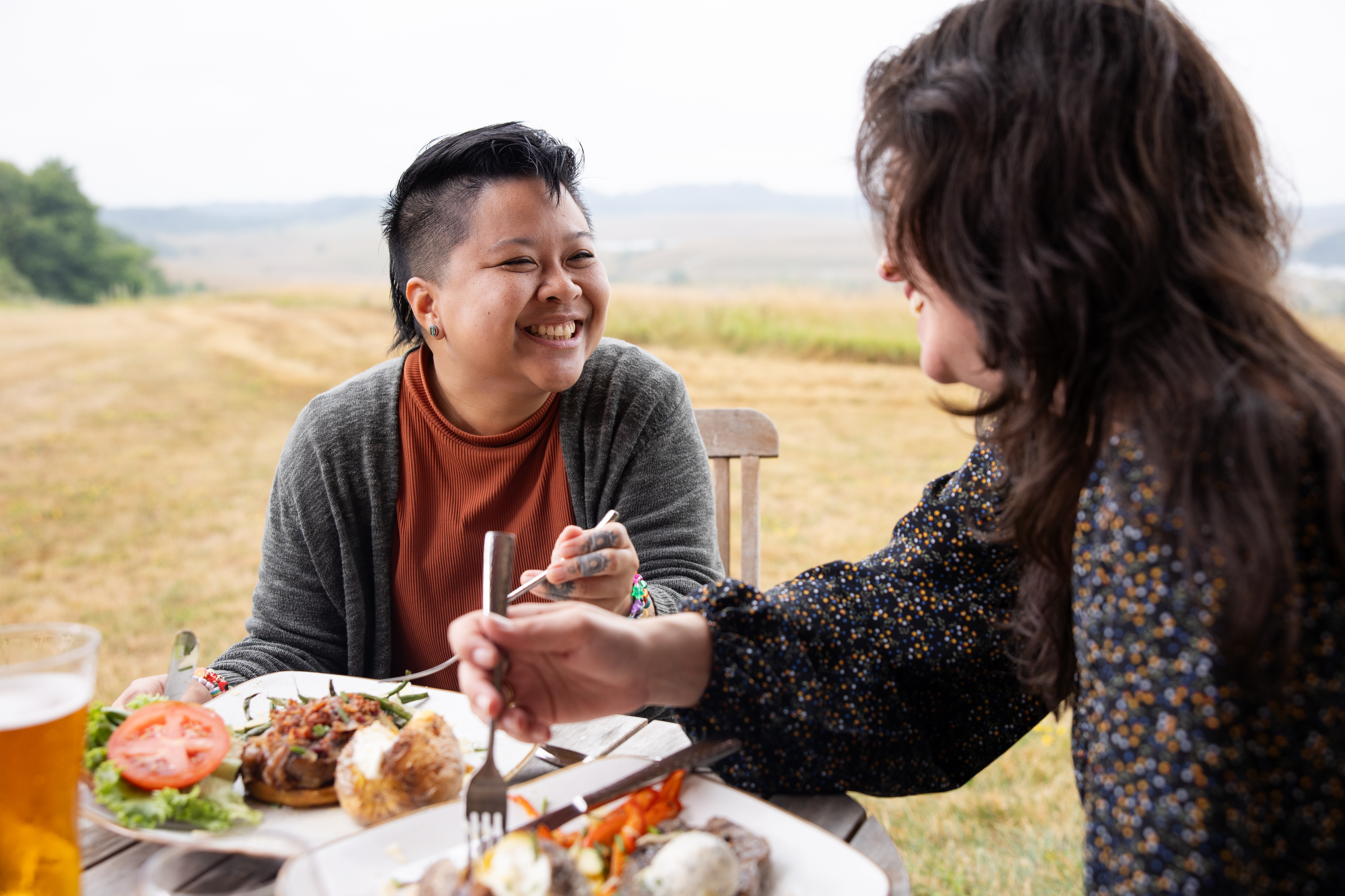 guests eating dinner 