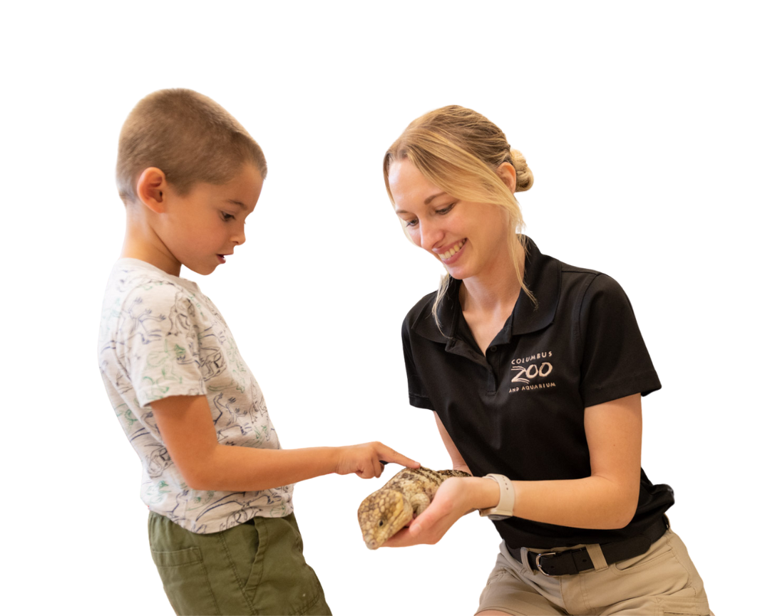 student and zoo staff