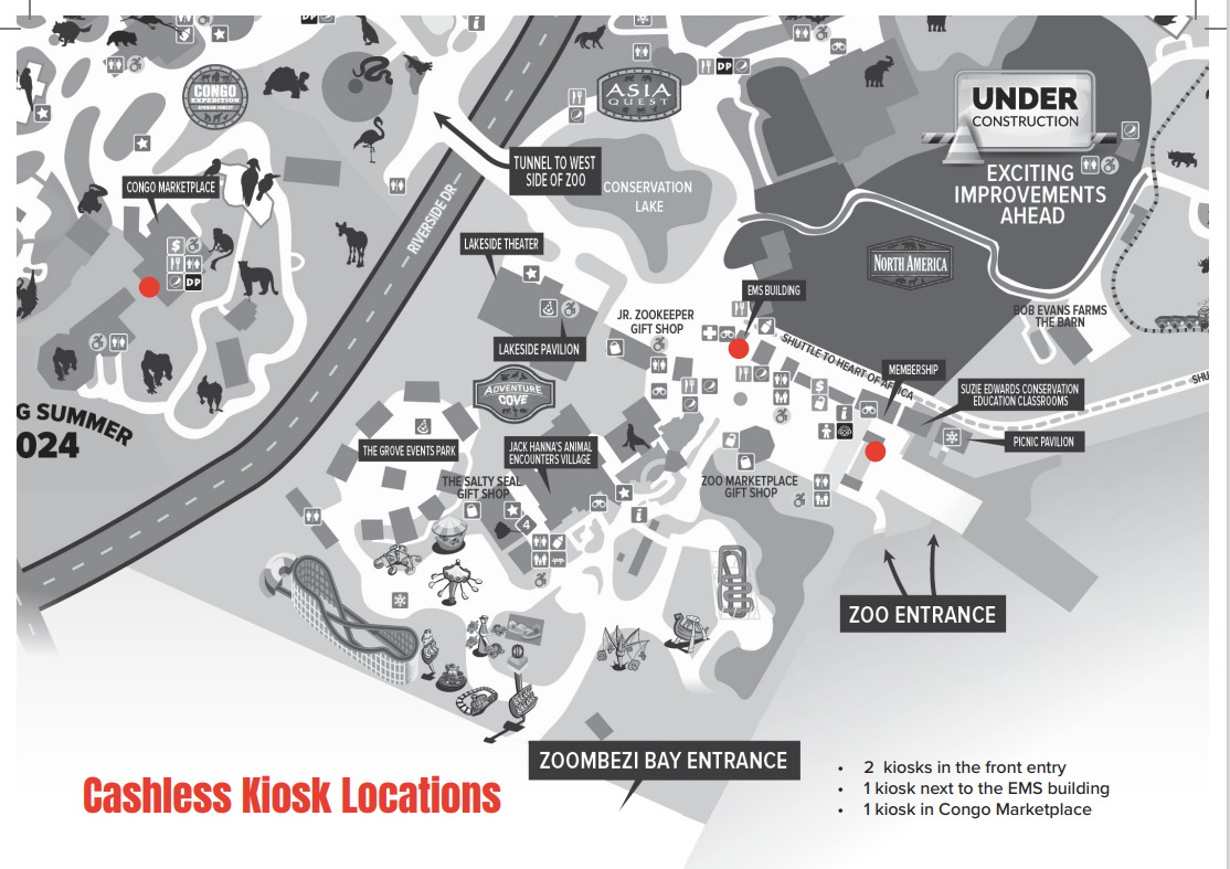 map of zoo kiosk locations