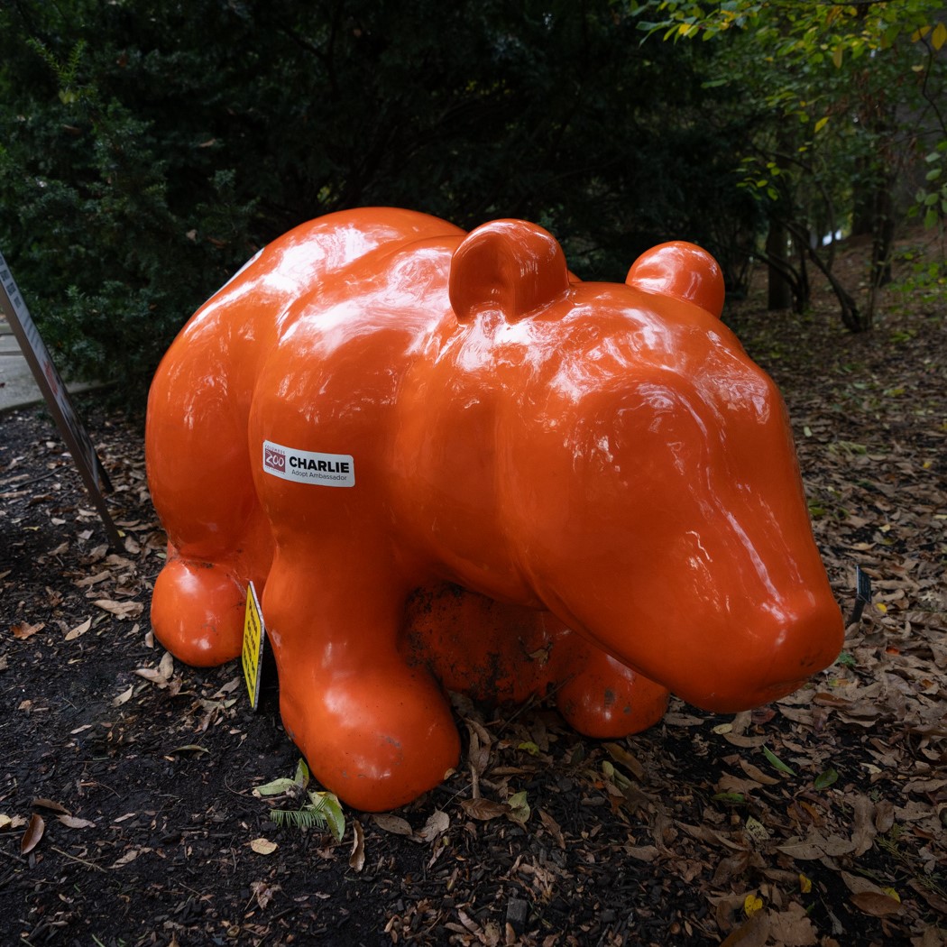 large orange plastic bear at the Columbus Zoo