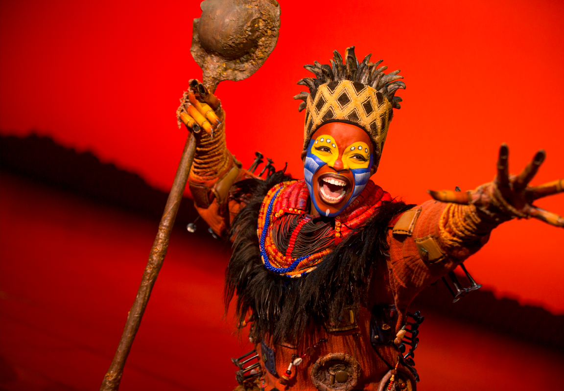 PHOTO CREDIT: Mukelisiwe Goba as Rafiki. The Lion King North American Tour ©Disney. Photo by Matthew Murphy.