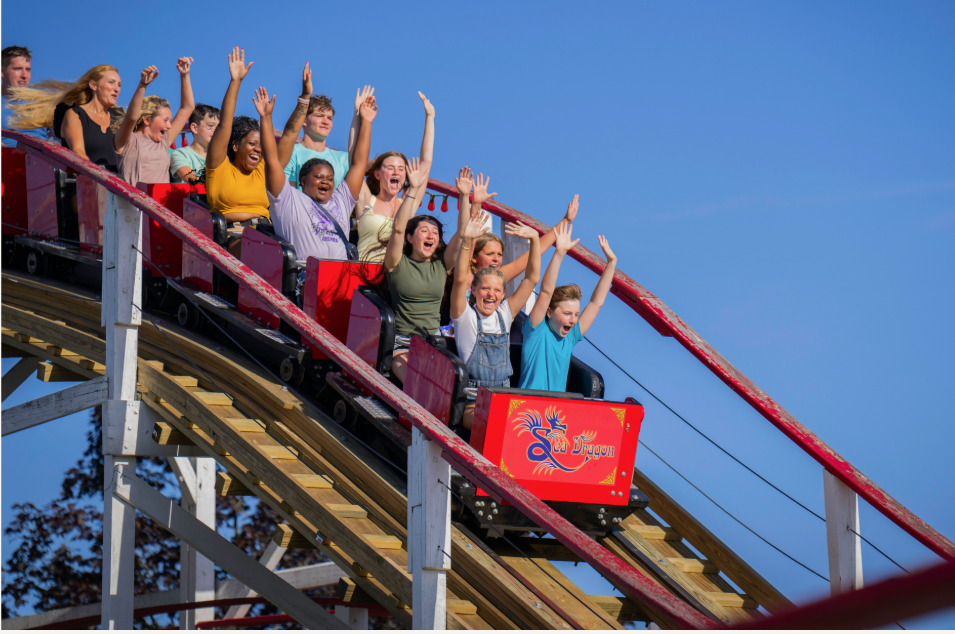 zoo guests on roller coaster