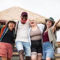 Four guests enjoying The Wilds, Best Safari Park