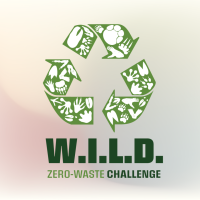 logo for a sustainability challenge at the Columbus Zoo, including recycling graphic with embedded animal pictures