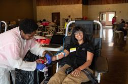 Dr. Priya donating blood