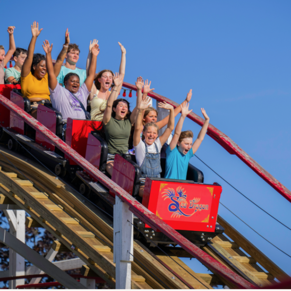 zoo guests on roller coaster